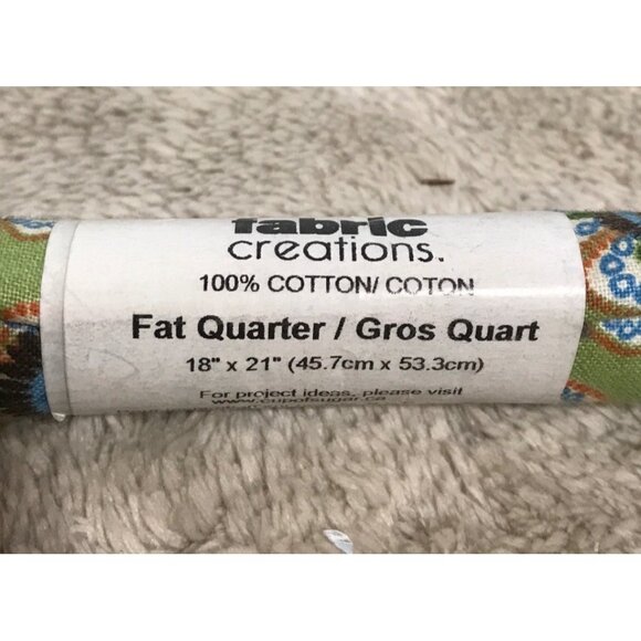 100% Cotton Fat Quarter 18 x 21" Floral Print Green Blue Fabric Creations 2 Pack - Picture 3 of 4